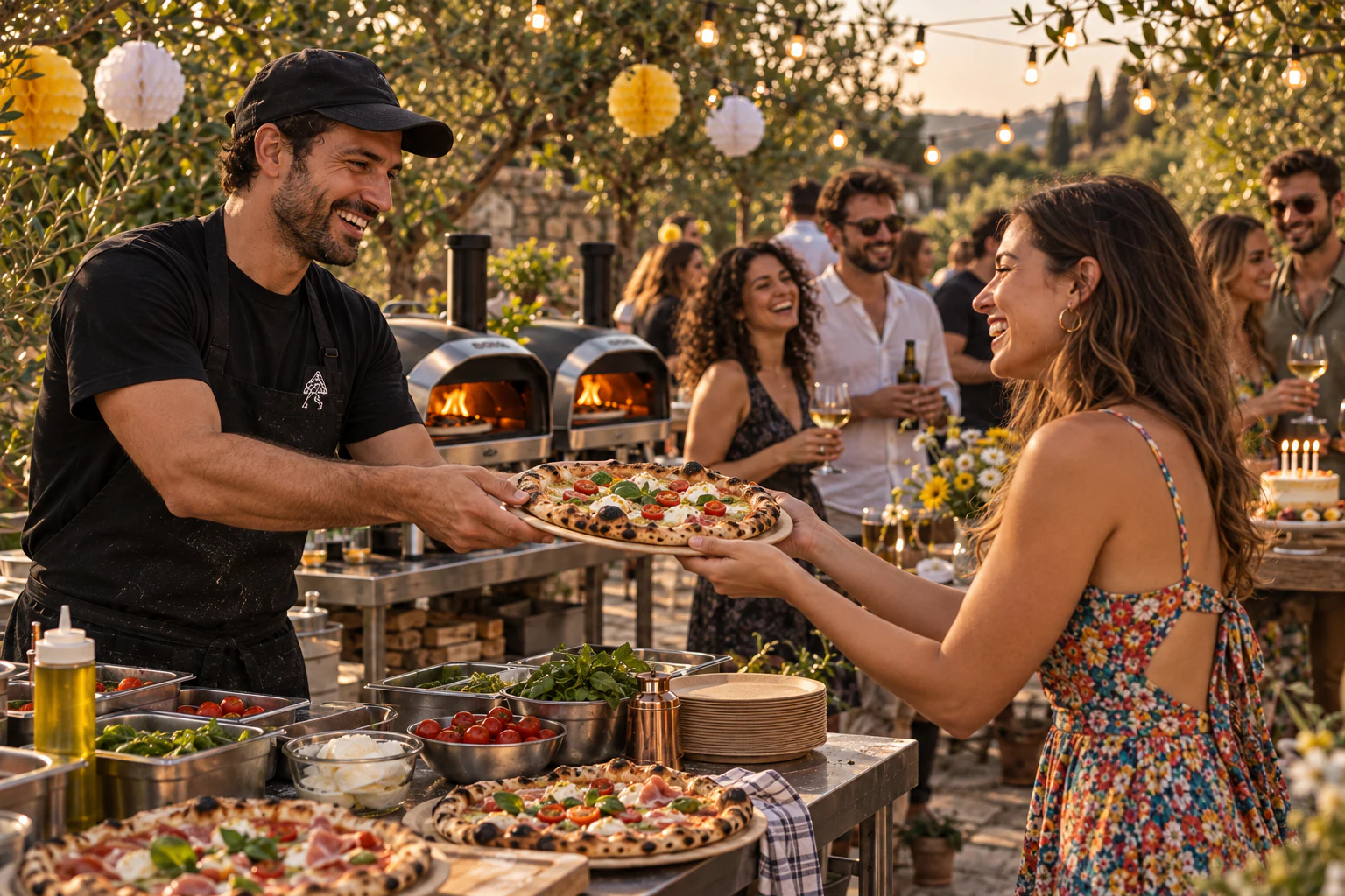 Ενδεικτικό pizza catering για ιδιωτική συνάντηση σε κήπο