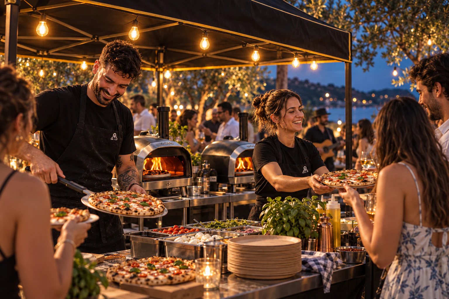 Ενδεικτική σκηνή Knack & Snack pizza pop-up σε υπαίθριο φεστιβάλ